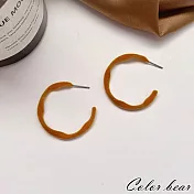 【卡樂熊】S925銀針簡約植絨圓圈造型耳環(兩色)- 芥黃