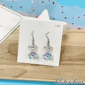 【卡樂熊】S925銀針炫彩感立體小熊造型耳環(兩色)- 銀白色