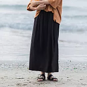 旅途原品_舞動_100支亞麻百搭傘裙 M/L/XL  M 黑色