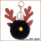 『坂井.亞希子』可愛糜鹿毛球造型吊飾錀匙圈 -黑色