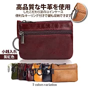 【Sayaka紗彌佳】真皮嚴選質感雙拉鍊零錢錀匙包  -紫紅色