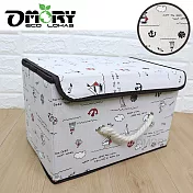 【OMORY】棉麻連蓋式麻繩收納箱 －雲朵