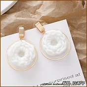 『坂井.亞希子』日系毛線手工編織造型耳環 -白色款
