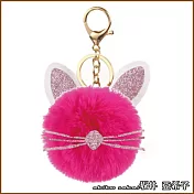 『坂井.亞希子』日系可愛小貓咪毛球吊飾錀匙圈 -桃紅