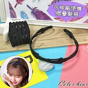 【卡樂熊】基本磨砂素色簡約交叉伸縮造型髮箍(三色)- 黑色