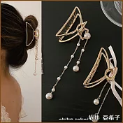 『坂井.亞希子』日系古典金屬鏤空垂鍊造型髮抓夾 -珍珠吊墜款