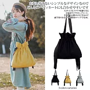 【Sayaka紗彌佳】日系小清新簡約撞色束口式帆布肩背包  -黑色