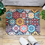 TROMSO廚房防油短皮革地墊-K525S六角橘藍花磚(小)