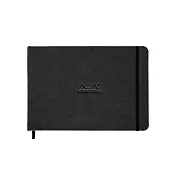 【Rhodia｜Rama】精裝義大利人造皮硬式封面, 鬆緊束帶, A5 96張 象牙色空白內頁 90g 橫式筆記本 黑色
