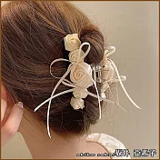 『坂井.亞希子』日系甜美手作立體玫瑰造型髮抓夾  -柔美緞帶款
