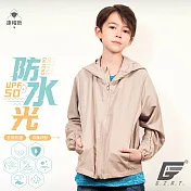 GIAT台灣製UPF50+防曬防潑水風衣外套(兒童款) 140 奶茶色