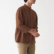 [MUJI無印良品]男有機棉法蘭絨立領襯衫 XS 磚紅
