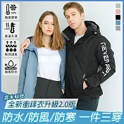 【KISSDIAMOND】全新升級2.0奈米科技三穿衝鋒外套(KDFJ-1906B) 2XL 女/霧藍