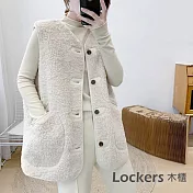 【Lockers 木櫃】羊毛中長款外搭背心外套-3色 L11010042 FREE 米白色