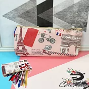 【卡樂熊】英倫風多用途造型收納包/筆帶(六款)- 粉色鐵塔