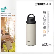 TIGER虎牌 304不鏽鋼 隨行提把運動水壺保溫杯600ml(MCZ-S060) 北極白狼