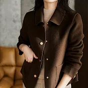 【MsMore】輕奢翻領雙面呢氣質時尚寬鬆百搭外套#111095- 2XL 咖