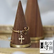 『時空間』愛情信仰雙重十字架垂墜造型(16Kgp????)戒指 8號