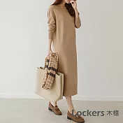 【Lockers 木櫃】針織寬鬆長款過膝套頭毛衣裙-3色 L11010267 FREE 杏色