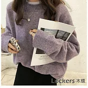 【Lockers 木櫃】寬鬆慵懶風針織衫長袖上衣-3色 L11010268 FREE 薰衣草紫色