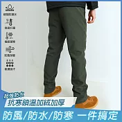 【KISSDIAMOND】防水抗寒加絨加厚鎖溫衝鋒褲(KDPz003N) L 男/軍綠
