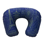《DQ&CO》好拆洗充氣枕(世界藍圖) | 午睡枕 飛機枕 旅行枕 護頸枕 U型枕