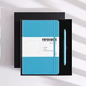 PAPERIDEAS 精美禮盒組 A5子彈筆記本 頁碼硬麵綁帶筆記本 與成功有約的子彈筆記術 石磨灰-天藍