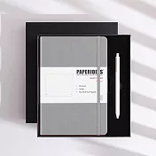 PAPERIDEAS 精美禮盒組 A5子彈筆記本 頁碼硬麵綁帶筆記本 與成功有約的子彈筆記術 石磨灰-槍灰