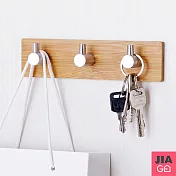 JIAGO 原木色竹木不鏽鋼掛鉤 三連鉤款