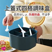 【Cap】上蓋透明設計四格調味盒 北歐藍