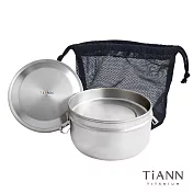 【鈦安純鈦餐具 TiANN】鈦聰明 鐵路便當盒組 1000ml(扣式含蓋)