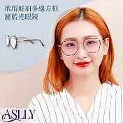 【ASLLY】玳瑁琥珀多邊方框濾藍光眼鏡