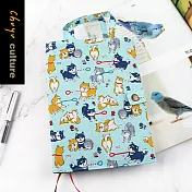 【網路/直營門市限定】珠友 SC-02550 A5/25K 台灣花布直式手提書衣/書皮手帳書套 04水藍皮皮柴