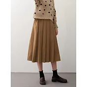 【慢。生活】半鬆緊垂墜壓褶半身裙 M-L 8107　 M 卡其色