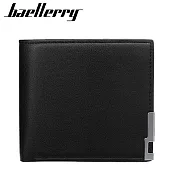 【Baellerry 佰利瑞】5卡鐵角邊框手感舒適經典男用短夾(D1835) _黑色x橫款
