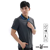 【遊遍天下】MIT台灣製男款吸濕排汗抗UV機能POLO衫(GS1001) XL 深灰藍