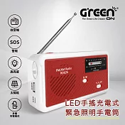 LED手搖充電式緊急照明手電筒 RD626 防災/收音機/露營燈/行充/SOS求救訊號 紅色