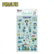 【日本正版授權】史努比 透明貼紙 貼紙/手帳貼/裝飾貼紙 糊塗塔克 Snoopy PEANUTS - 藍綠款