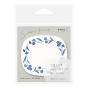 MIDORI 半透明花紋便條貼- 藍色小花