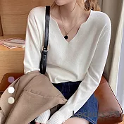 【Lockers 木櫃】春秋日系薄款V領針織衫-3色 L111022206 FREE 白色