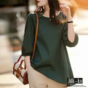 【Jilli~ko】不規則斜擺燈籠袖簡單風設計感上衣 J8719　 FREE 綠色