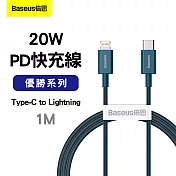Baseus倍思 優勝系列 20W PD 快充線(Type-C to Lightning)1M/藍色