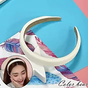 【卡樂熊】馬卡龍壓紋厚海綿造型髮箍(五色)- 優雅白