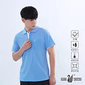 【遊遍天下】MIT台灣製男款吸濕排汗抗UV機能POLO衫(GS1004) L 淺藍