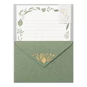 MIDORI 燙金信封信紙組- 綠葉