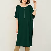 【AnZa】寬鬆圓領莫代爾連身裙(6色)  FREE 墨綠
