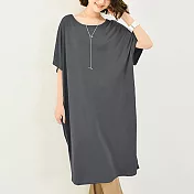 【AnZa】寬鬆圓領莫代爾連身裙(6色)  FREE 藍色