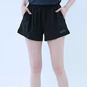 【遊遍天下】MIT台灣製女款抗UV彈力運動短褲GP1017(慢跑/路跑/休閒) L 黑色