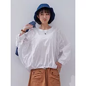 【慢。生活】純色拼接彈性抓皺蝙蝠袖衛衣 0353 FREE 白色
