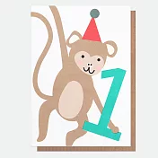 Caroline Gardner 英國進口週歲生日小卡- 小猴子1歲生日